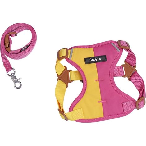 Ensemble Harnais et Laisse pour Petit Chien Chat, Harnais en Oxford Bicolore Réfléchissant Réglable, Tailles XS/S pour Chiots et Petits Animaux (1/5)