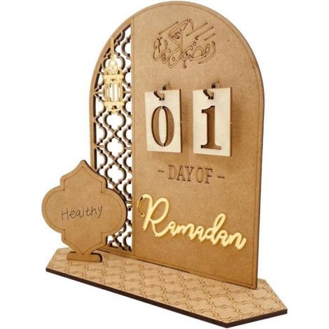 Calendrier de l'Avent du Ramadan 2023 - Décoration Ramadan - Enfant - Bois - Blanc (1/5)