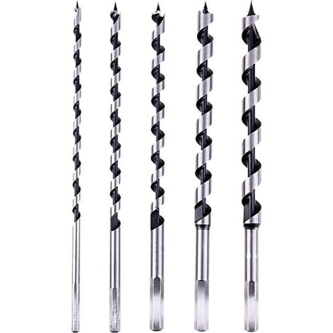 Set of 5 23cm Wood Drill Bits - Hexagonal Screw Drill Bits for Wood, Sizes 6/8/10/12/14 mm, Precision Drilling Kit (1/5)
