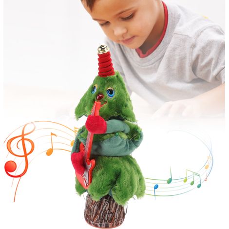 Árbol de Navidad musical y bailable con 8 canciones y luces, juguete, regalo de Navidad, 18x18x37cm, poliéster y plástico, funcionamiento continuo, funciona con pilas (AA). (1/5)