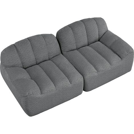 Canapé 2 places modulaire sans armature, forme coquillage, assise profonde, tissu doux gris, prêt à l’emploi pour salon et appartement - CHICFURN (1/5)