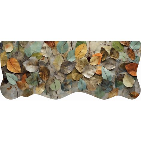 Tappeto Cucina Pvc Stampa Digitale HD Foglie Colorate Antiscivolo Lavabile Antimacchia - 50x120 cm