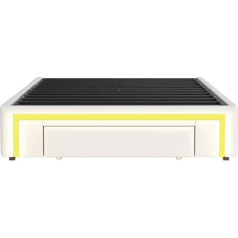 Letto contenitore 90 x 200 cm in PU bianco con cassetti e LED, struttura in metallo (1/5)