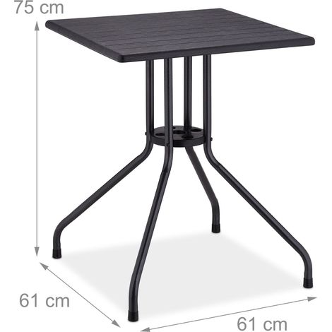 Tavolo da giardino quadrato moderno 80 x 80 x 75 cm per 4 persone design essenziale in plastica nera 130012887