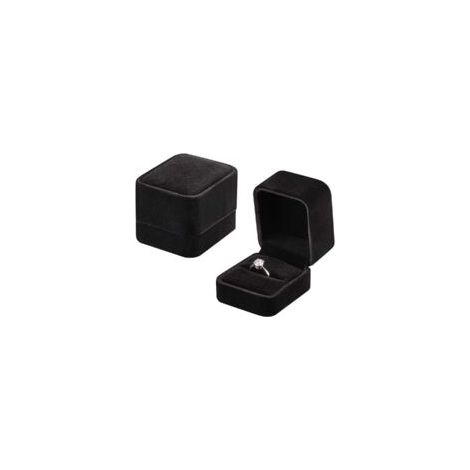 Coffret à bijoux pour bague, boîte à bague en velours, emballage cadeau, boîte cadeau pour bague, pour fiançailles ou demande en mariage (noir, 50 x 55 x 45 mm) (1/5)