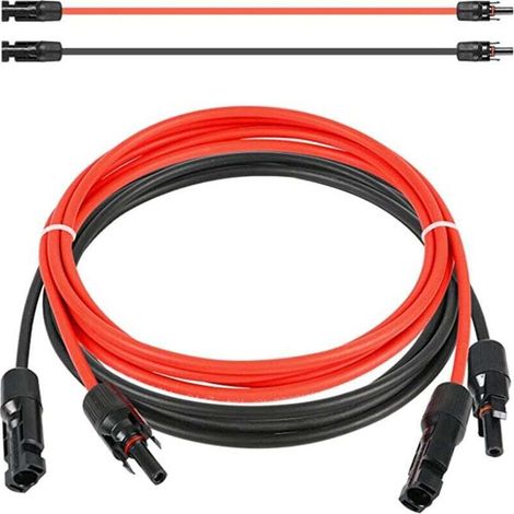 Cavo di prolunga con connettore a doppia faccia, cavo solare, rosso/nero, 2,5 mm² - con spina - Lunghezza: 2 x 3 m