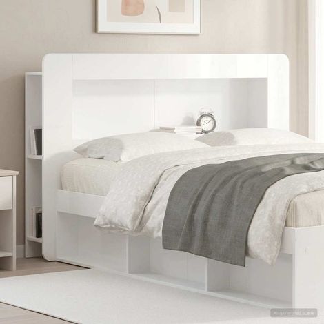 vidaXL Cabinet de Tête de Lit Blanc brillant Bois d’ingénierie (1/5)