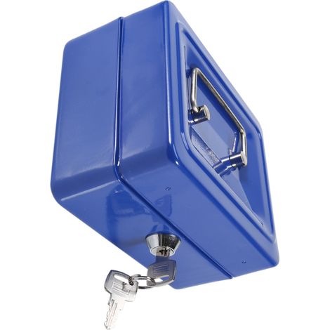 Coffre-fort Portable avec 2 clés, ignifuge, antivol, boîtier de sécurité polyvalent, serrure pour Documents et bijoux, bleu (1/5)