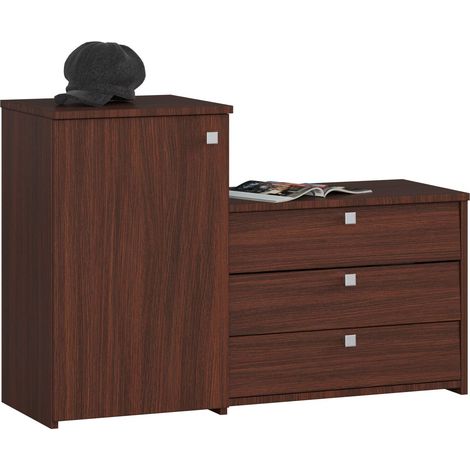Meuble à chaussures AKORD S16 Wengé 98,4 cm 4 portes façade Wengé 5 étagères 98,4x33x68 cm (1/4)
