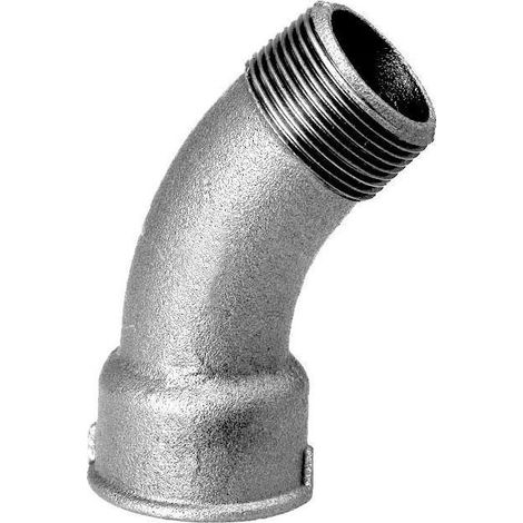 Hermann Schmidt Temperguss Bogen DN 25, 1" 45°, Innengewinde/Aussengewinde, verzinkt (1/5)