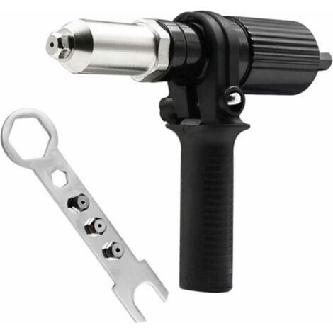 Pistolet à rivets électrique universel – Adaptateur pour perceuse et visseuse sans fil, tête de rivetage avec bloc de connexion, outil professionnel pour rivetage, perçage et fixation rapide, compatib (1/2)