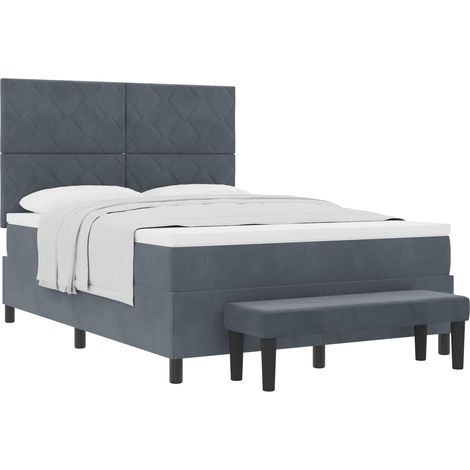 Box Spring Bed with Headboard Dark Grey 200 x 140 cm Velvet vidaXL (1/5)