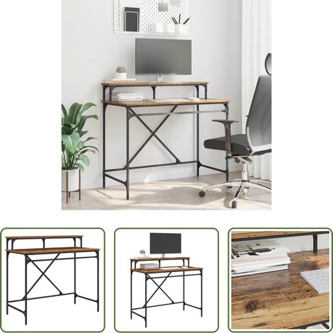 vidaXL Bureau moderne - Bureau Bois Ancien 100 x 50 x 90 cm Bois d'ingénierie (1/5)
