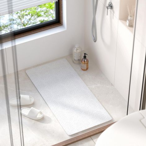 Badewannenmatte rutschfest 88x40cm, weich, schnelltrocknend, zuschneidbar, Weiß (1/5)
