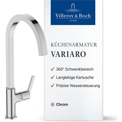 Villeroy & Boch Küchenarmatur Variaro, FirmaFlow® Kartusche, 360° schwenkbarer Auslauf, Schnellmontagesystem (1/5)