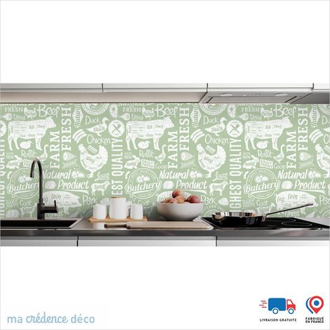Crédence : Boucherie et graphisme 2 - Couleur Vert blanc - Alu composite - 60 - 120 (1/3)