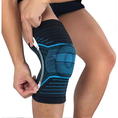 Genouillère avec coussinet en gel de silicone et stabilisateurs latéraux, soutien compressif pour le sport et la rééducation (1/4)