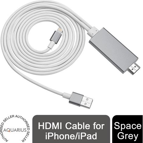 Aquarius Full HD Support HDMI Connector Cable for Phone/Pad Space Grey (1/4)