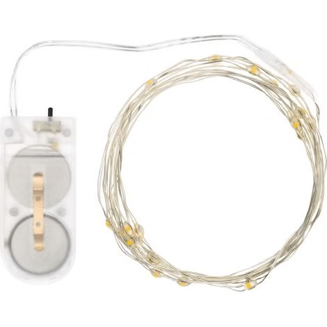 Catena a batteria bianco caldo a luce fisse per decorazioni natalizie -13.9 m (1/4)