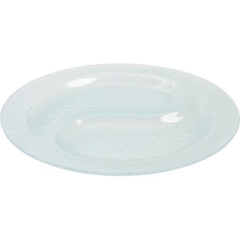 Plateau en verre dépoli 28 cm 2 compartiments (1/5)