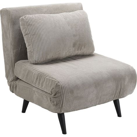 Home Heavenly® – Sofá cama TRIANA, diseño compacto con apertura clic-clac, tapizado en tela pana, incluye cojín y patas metálica  Color: Beige (1/4)