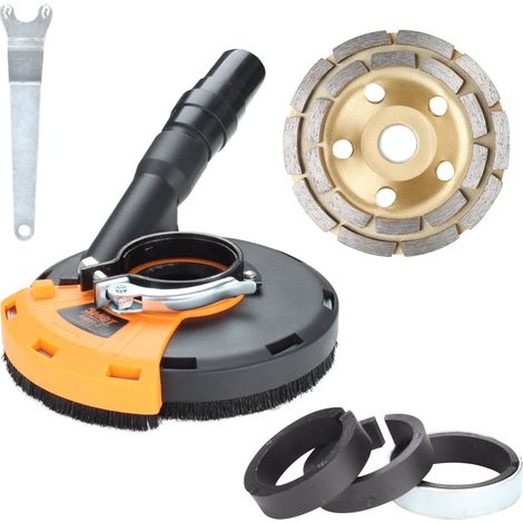 SWANEW Cappuccio di aspirazione angolare grondaia con ghirlanda a pennello 115/125 mm per angolo smerigliatore a pezzi di diamanti professionale con cofano di aspirazione universale Assunzione di vuot (1/5)