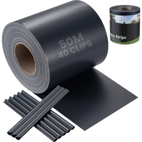 Brise Vue PVC - Rouleau 50m x 19cm - 450g/m² - Occultant Jardin Clôture - Avec Clips (1/5)
