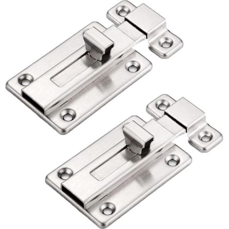 serrure  Pne En 2 Pices, 3", Loquet Coulissant En Acier Inoxydable, Petit Loquet Coulissant Avec Vis, Pour Porte Intrieure D'armoire  Porte De Cab (1/5)