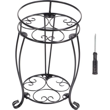 Support de Plantes Métal Double Étage Support de Pots de Fleurs Style Européen pour Intérieur et Extérieur (1/5)