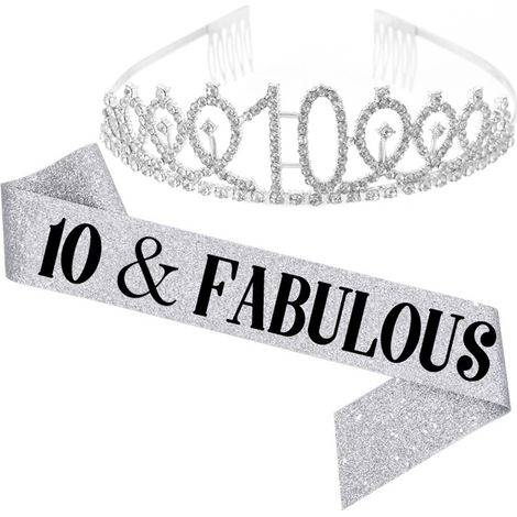 Ensemble couronne et bandoulière pour fête d'anniversaire (10, 13, 18, 21, 30, 40, 50, 60, 70, 80 ans) (1/5)
