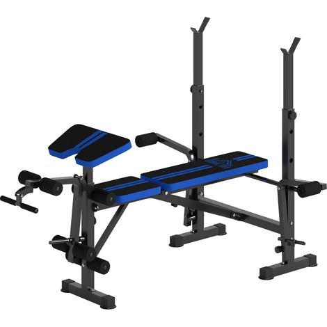 Banc de musculation réglable avec support barre, noir
