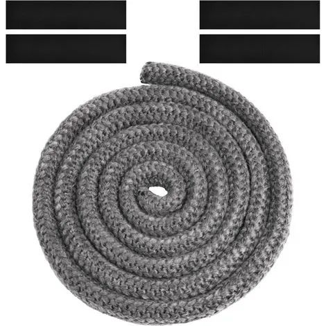 Joint tressé pour inserts de cheminée et poêles, joint en fibre de verre de 20 mm x 2,5 m avec 4 bandes, pour poêles à bois et cheminées, gris foncé (1/3)