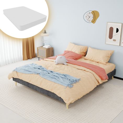 Cadre de lit moderne et minimaliste, 140x200 cm, gris, tissu velours néerlandais, espace bas sous le lit, meuble de chambre au style moderne. N’inclut ni mécanisme à vérin à gaz ni tête de lit matelas (1/5)