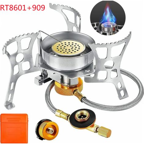 Estufa de camping, miniestufa de gas portátil plegable de 3900 W, resistente al viento, con encendido piezoeléctrico, adecuada para senderismo, actividades al aire libre y picnics (1/5)