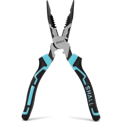Pince à bec long,7 en 1 dénudeur, coupe-fil, sertisseur et clé，pour câbles de 0,8 à 2,0 mm² (20-12 AWG), en acier Cr-V à effet de levier élevé, pour électricien. (1/5)