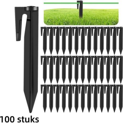 100 x piquets de sol - Accessoires de tonte (20 x 8,5 cm) - Convient pour le robot tondeuse à gazon Gardena, Worx, Bosch (1/5)
