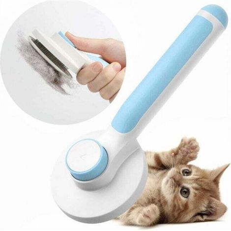 (Blue) Dog Brush, Cat Brush, Self-Cleaning Dead Hair Brush for Cats, Dogs, Long and Short Hair to Effectively Remove Up to 95% of Dead Hair and Tangles from the Tomentose Undercoat. MUMU (1/4)