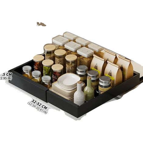 Schrankorganizer, Ausziehbares Design, Robuste Stahlkonstruktion, Klein Schwarz (1/2)