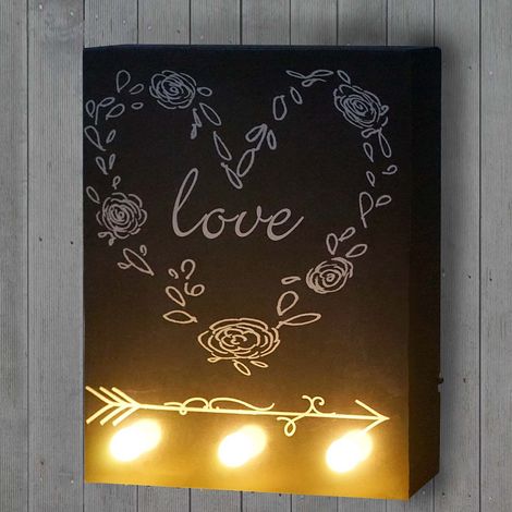 Tableau LED avec illumination, tableau mural éclairé, 25x20cm, Love (1/5)
