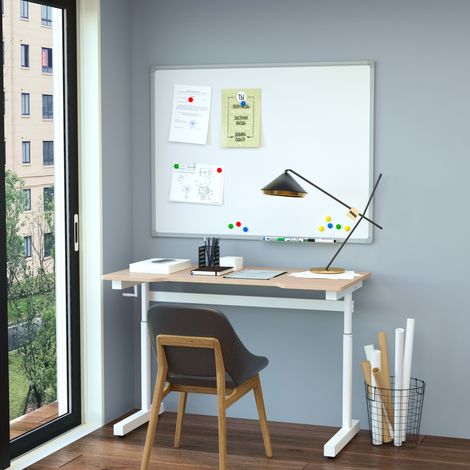 Escritorio de Pie 120x60x72-117 cm con Altura Ajustable Manual con Manivela Mesa para Ordenador para Oficina Estudio Salón Estilo Racing Carga 150 kg Natural (1/5)