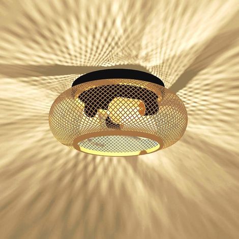 Ventilateur de plafond, luminaire à motif bambou, pales transparentes de 50 cm, avec télécommande (1/5)