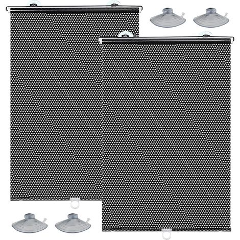 Set mit 2 Sonnenschutzblenden für Autoseitenfenster, einziehbare Sonnenschutzblenden für Babys mit starken Saugnäpfen, aufrollbare Sonnenschutzblenden für Fenster im Homeoffice (schwarz) (1/5)
