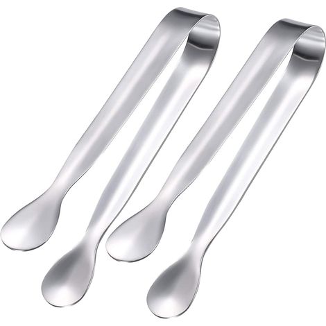 2 Pcs Pinces de Cuisine,Pince a Sucre,Pince a Glacon,Acier Inoxydable,11cm  Pince Bonbon Candy Bar,pour Barbecue,Bonbon,Biscuit,Glaçons,Café,Buffet,en Acier Inoxydable,Argent (1/5)