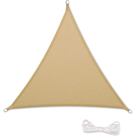 Voile d'ombrage 3x3x3m Auvent Résistante aux Imperméable pour Patio & Terrasse Jardin de Protection Solaire 90% Une Protection des Rayons UV avec Corde Libre Triangulaire Sand (1/5)