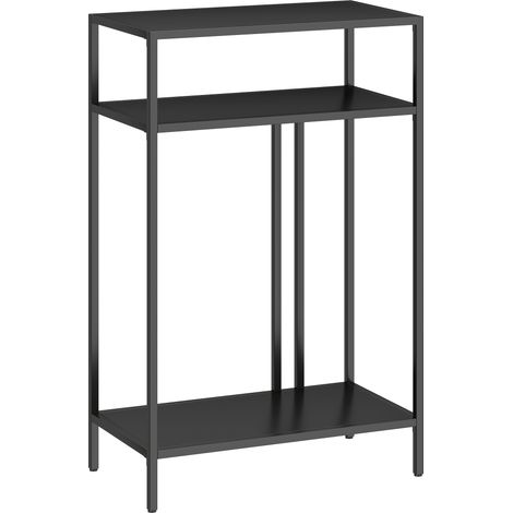 Tavolo Consolle 55x30x85 cm con Ripiani Aperti a 3 Livelli in Acciaio Nero (1/5)