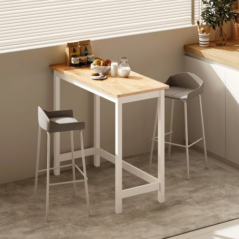 Tavolo da bar, effetto rovere, compatto, spazio per 2 persone, legno naturale + bianco (1/5)