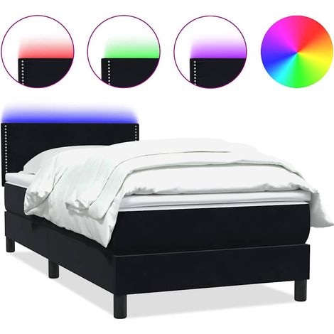 Maison Exclusive - Sommier à lattes de lit avec matelas et LED noir 90x210 cm velours (1/5)