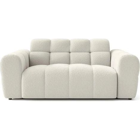 ALEXIA - Canapé droit tissu bouclette 2 places Beige (1/5)