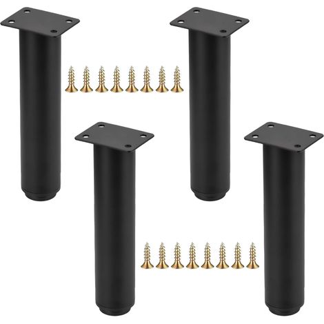 4 Pièces Pieds de Meubles Réglables, Pieds de Table en Métal Noir, Pieds Réglables en Hauteur 0-140 mm, Pieds de pour Meuble Cuisine, Armoires, Lit Pieds (18-32CM) (1/5)