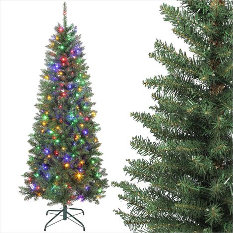 Sapin de Noël artificiel fin 180 cm avec 250 lumières LED Vert (1/5)